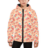 Camper Van Pattern Print Design 03 Kids' Boys' Girls' Padded Hooded Jacket