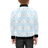 White cute pomeranian pattern Kids' Boys' Girls' Bomber Jacket