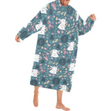 Cute rabbit pattern Blanket Robe with Sleeves