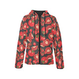 Tomato black background Women's Padded Hooded Jacket