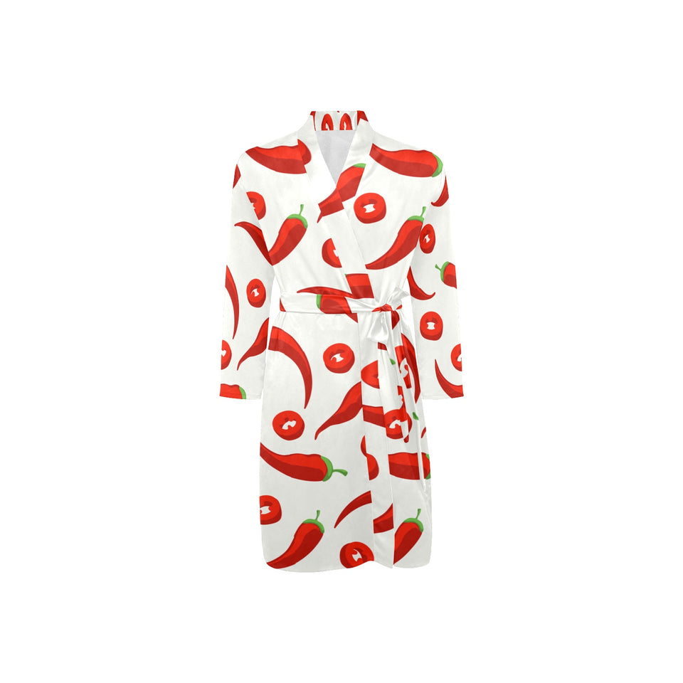 Chili pattern Men's Long Sleeve Belted Night Robe