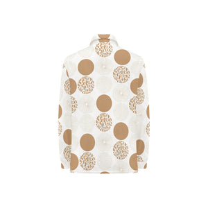 Gold Texture mushroom pattern Women's Long Sleeve Polo Shirt