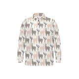 Llama Alpaca pattern Men's Long Sleeve Polo Shirt