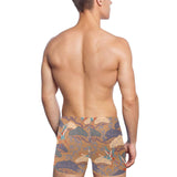 Bonsai bamboo stork japanese pattern brown theme Men's Swimming Trunks