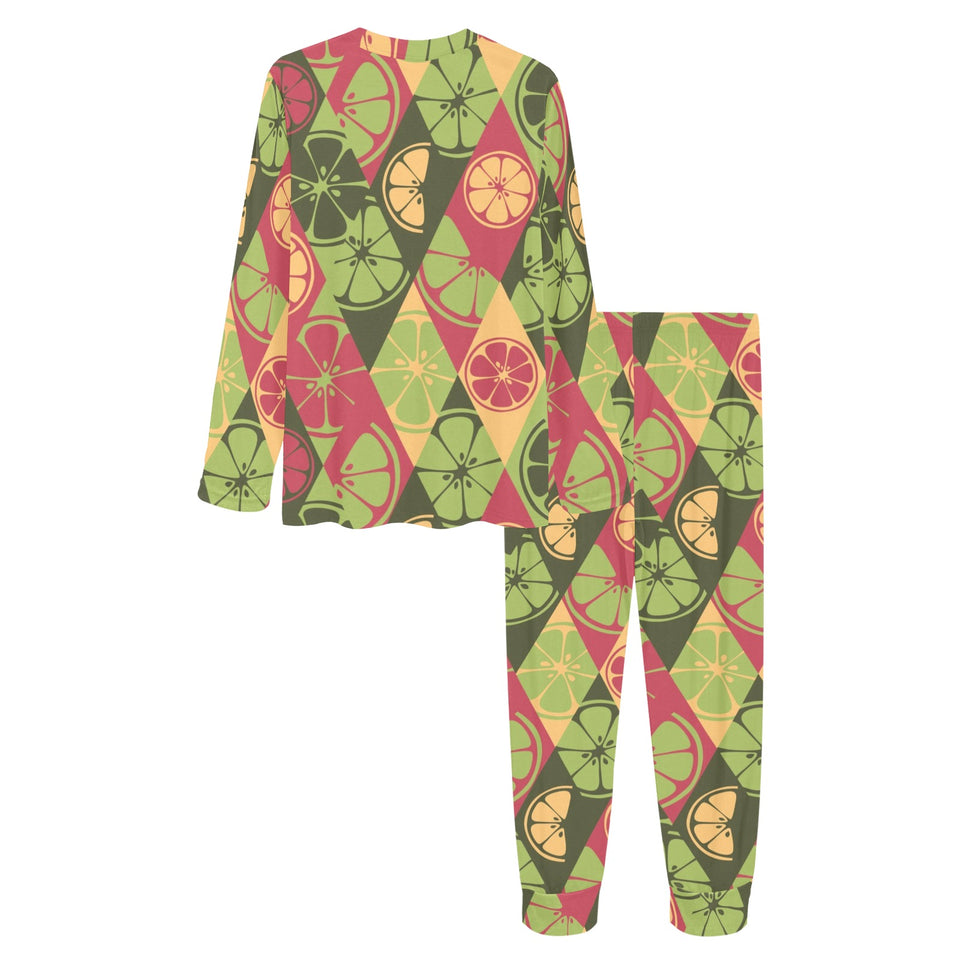 Cool Geometric lime pattern Women's All Over Print Pajama Set