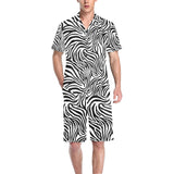 Zebra skin pattern Men's V-Neck Short Pajama Set