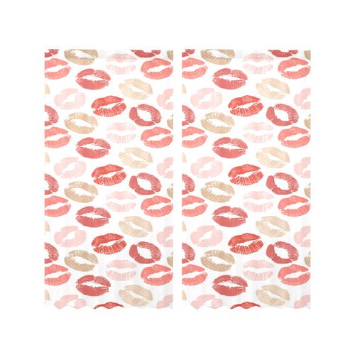 Lips Pattern Print Design 04 Gauze Curtain