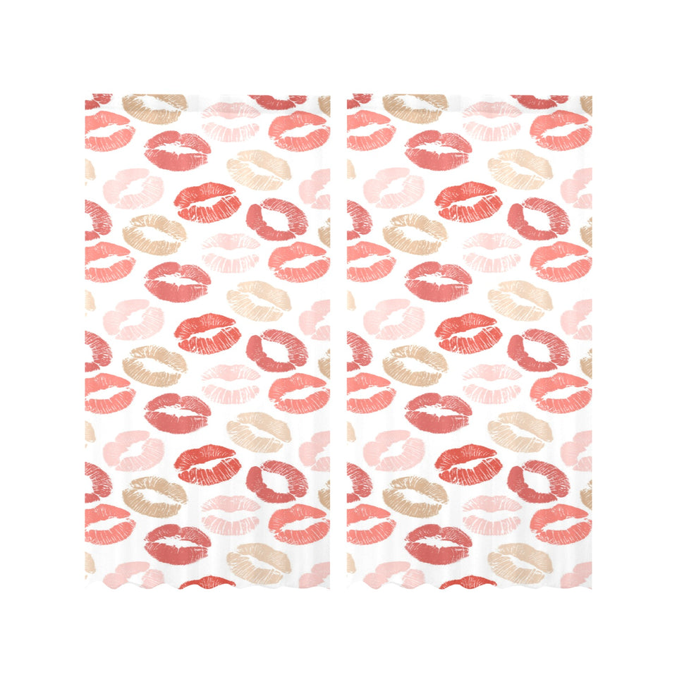 Lips Pattern Print Design 04 Gauze Curtain