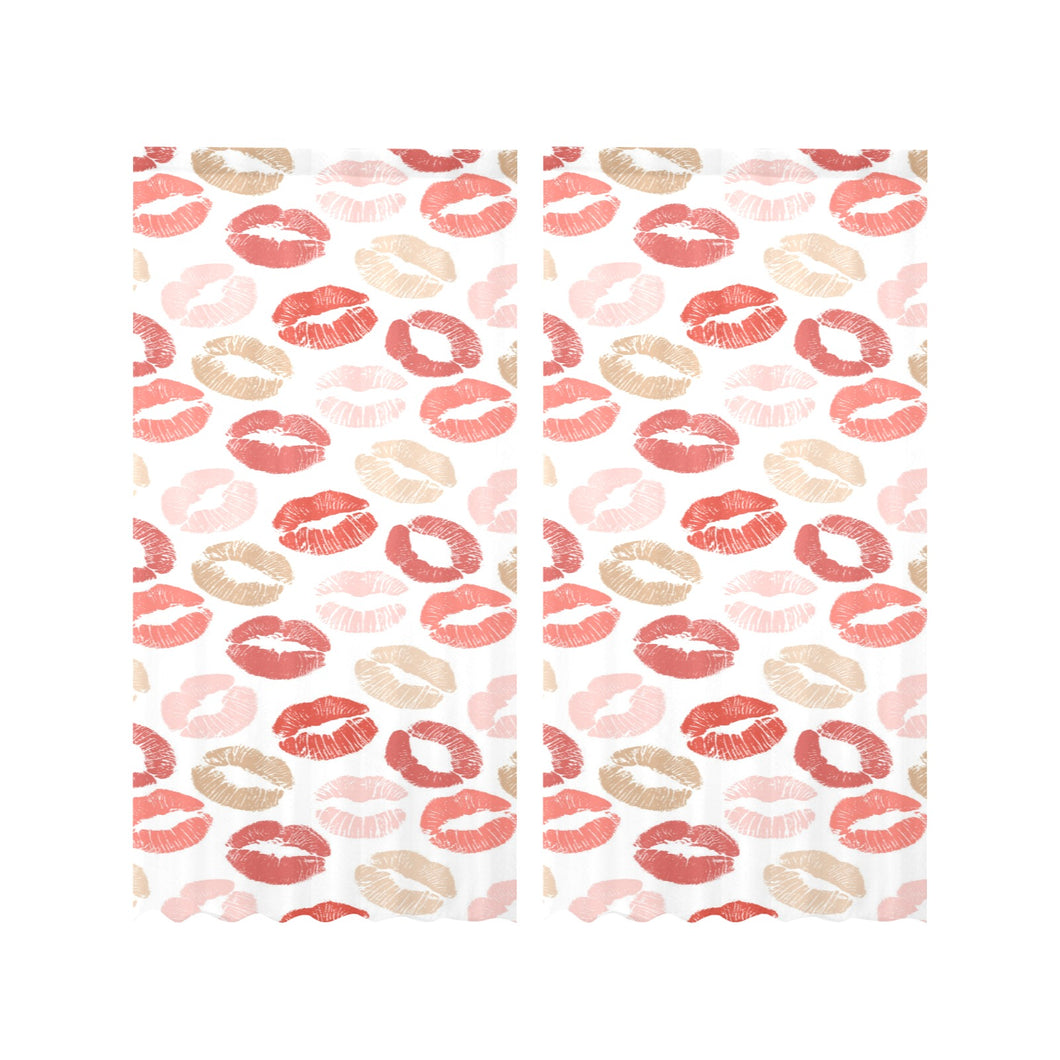 Lips Pattern Print Design 04 Gauze Curtain