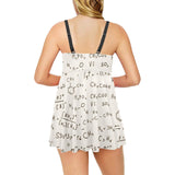 Chemistry Periodic Table Pattern Print Design 04 Chest Sexy Pleated Two Piece Swim Dress