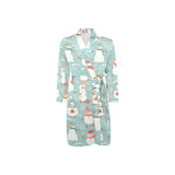 Cute snowman pattern Men's Long Sleeve Belted Night Robe