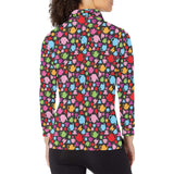 Tea pots Pattern Print Design 01 Women's Long Sleeve Polo Shirt