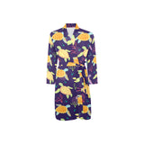 Colorful sea turtle pattern Men's Long Sleeve Belted Night Robe