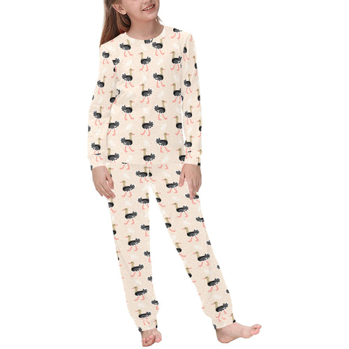 Ostrich Pattern Print Design 05 Kids' Boys' Girls' All Over Print Pajama Set
