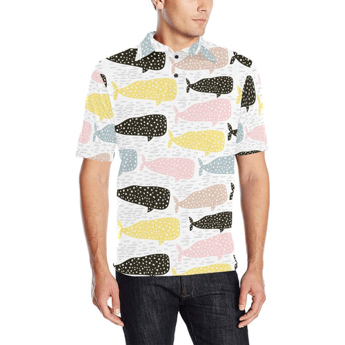 Whale dot pattern Men's All Over Print Polo Shirt