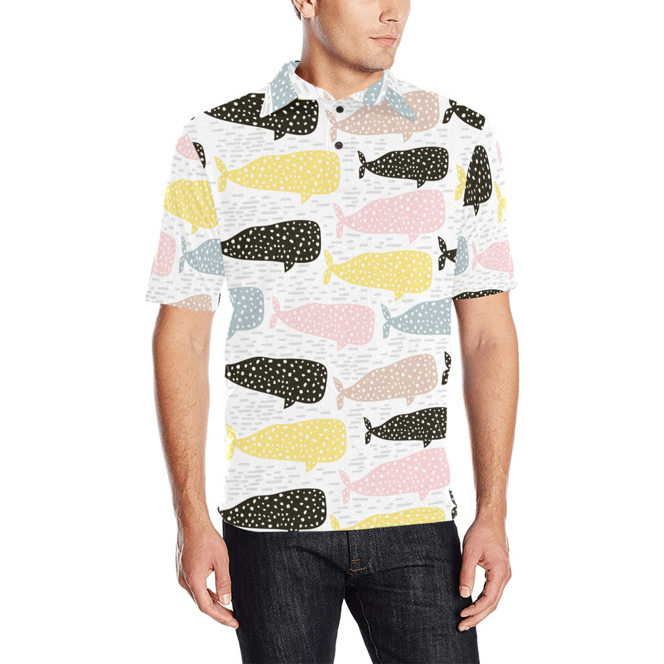 Whale dot pattern Men's All Over Print Polo Shirt