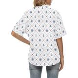 Anchor rudder nautical design pattern Women's All Over Print Hawaiian Shirt