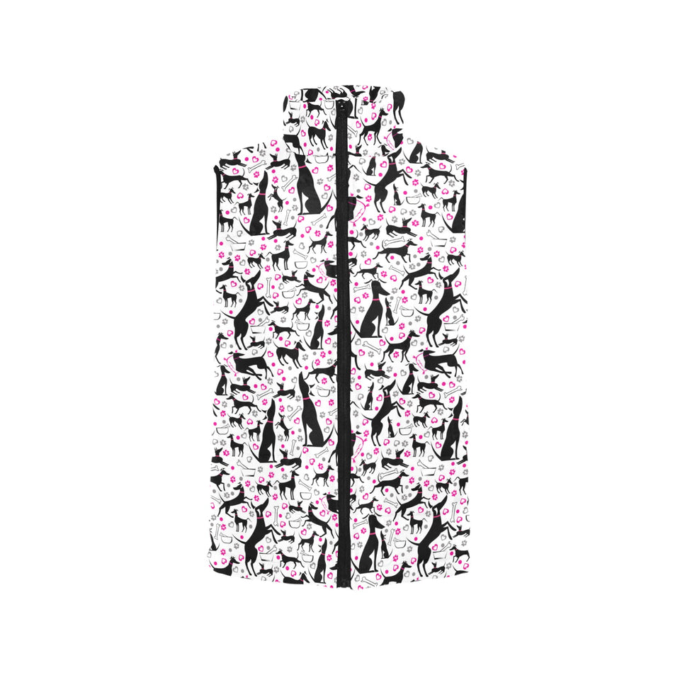 Greyhound Pattern Print Design 02 Women's Padded Vest