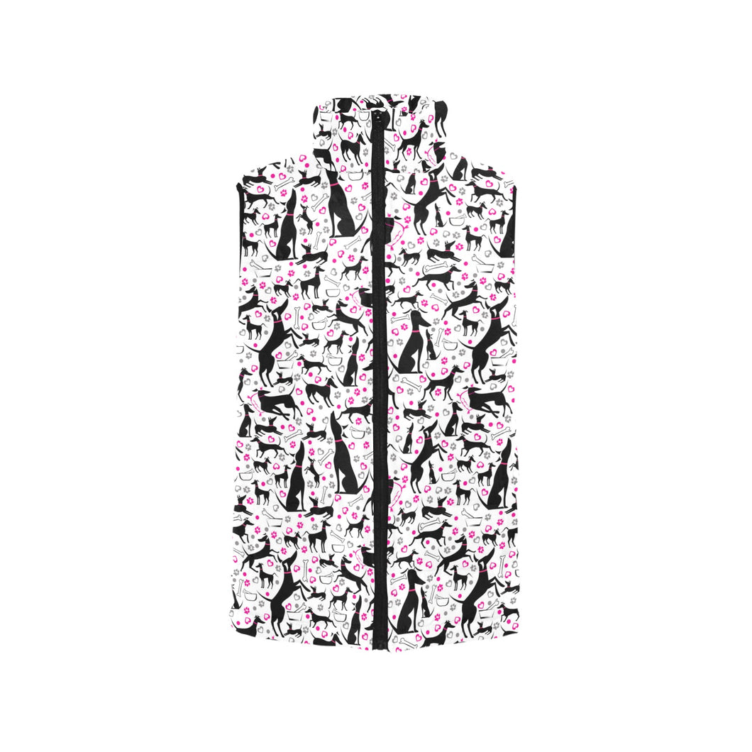 Greyhound Pattern Print Design 02 Women's Padded Vest