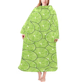 Slices of Lime pattern Blanket Robe with Sleeves