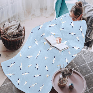 Seagull Pattern Print Design 02 Blanket Robe with Sleeves