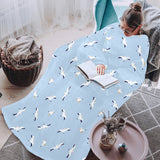 Seagull Pattern Print Design 02 Blanket Robe with Sleeves