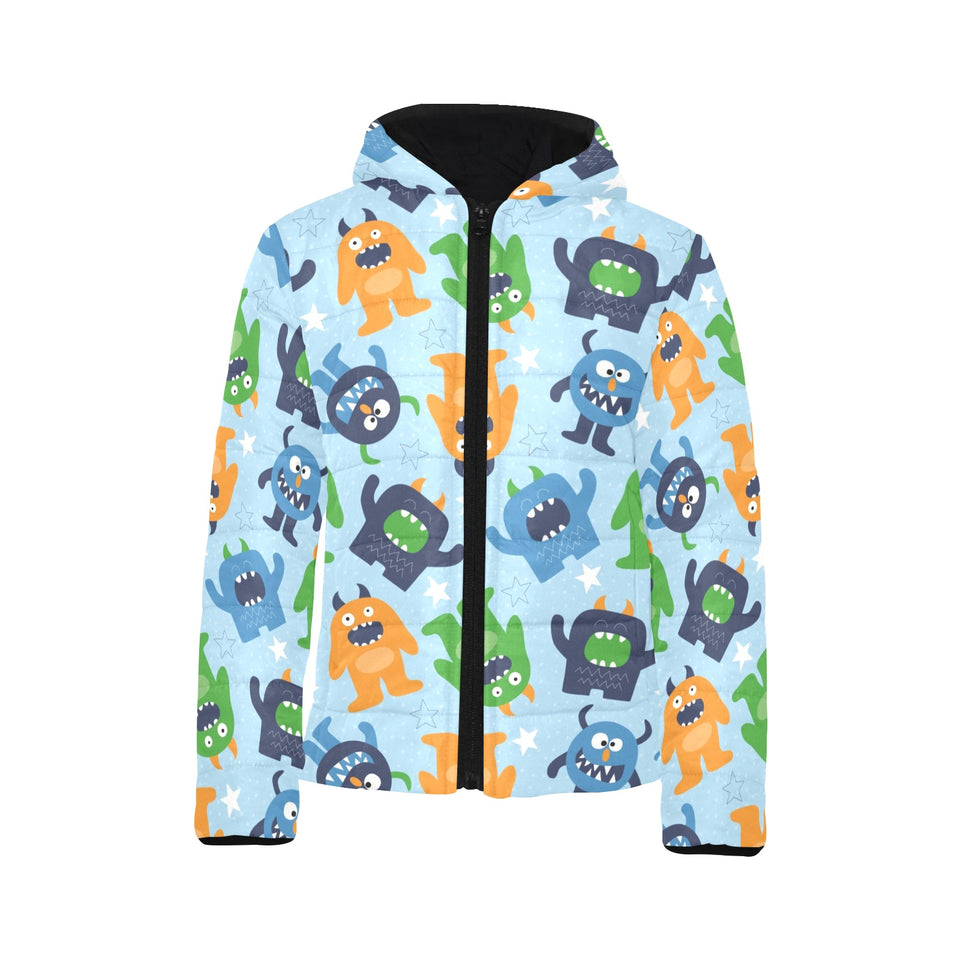 Alien Pattern Print Design 04 Kids' Boys' Girls' Padded Hooded Jacket