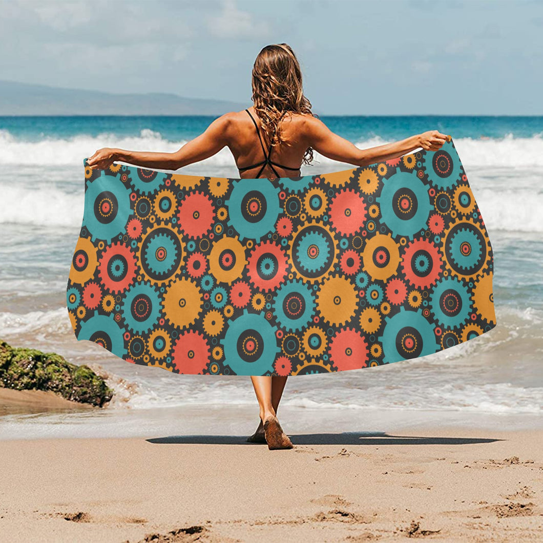 Gear Pattern Print Design 01 Beach Towel