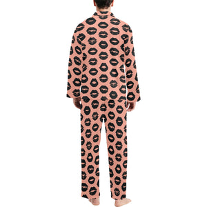 Lips Pattern Print Design 02 Men's Long Pajama Set