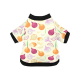 Onion garlic white red pattern All Over Print Pet Dog Round Neck Fuzzy Shirt