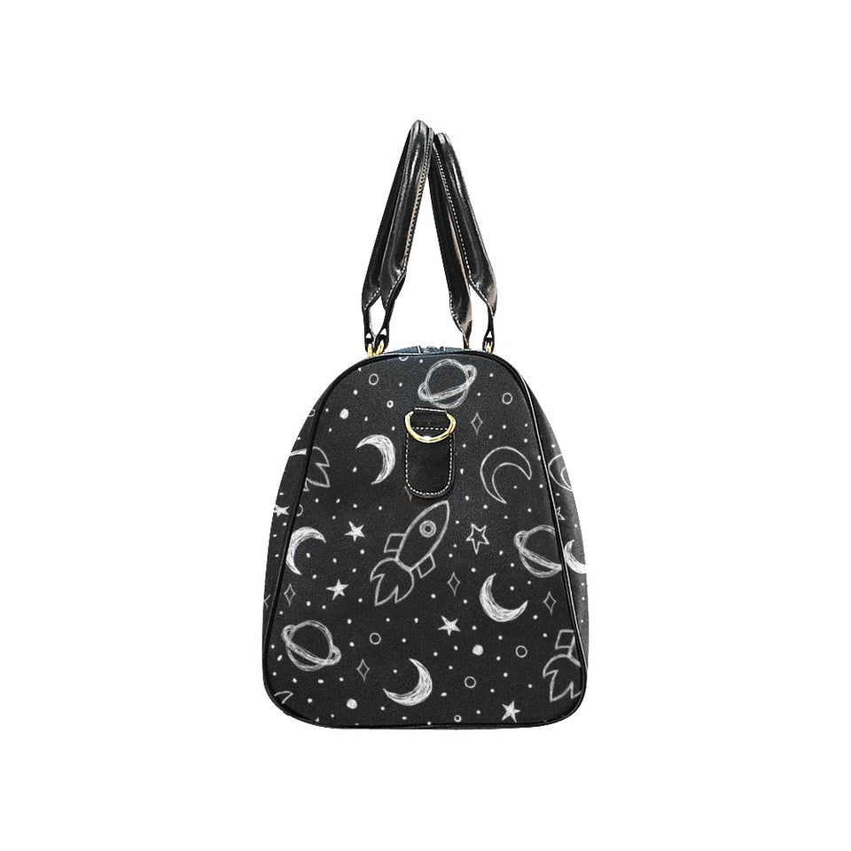 Hand drawn space rocket star planet Travel Bag