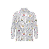 Cute Llama Alpaca pattern Men's Long Sleeve Polo Shirt