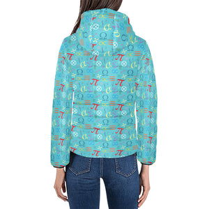 Math Pattern Print Design 02 Women's Padded Hooded Jacket