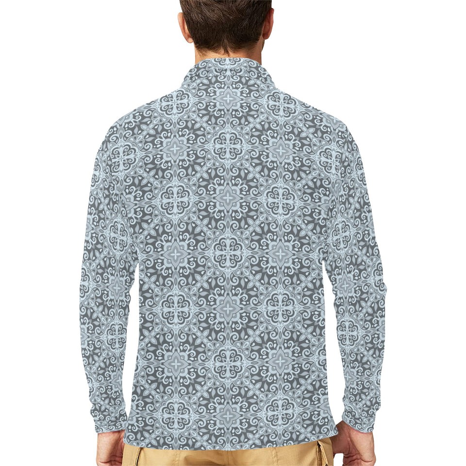 Traditional indian element pattern Men's Long Sleeve Polo Shirt