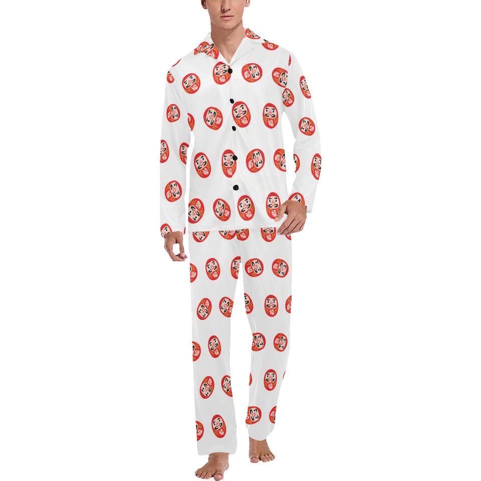 Daruma japanese wooden doll pattern Men's Long Pajama Set