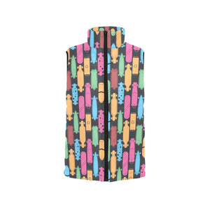 Skate Board Pattern Print Design 02 Women's Padded Vest