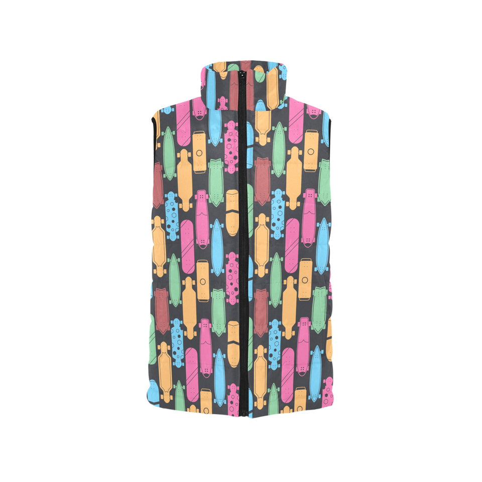 Skate Board Pattern Print Design 02 Women's Padded Vest
