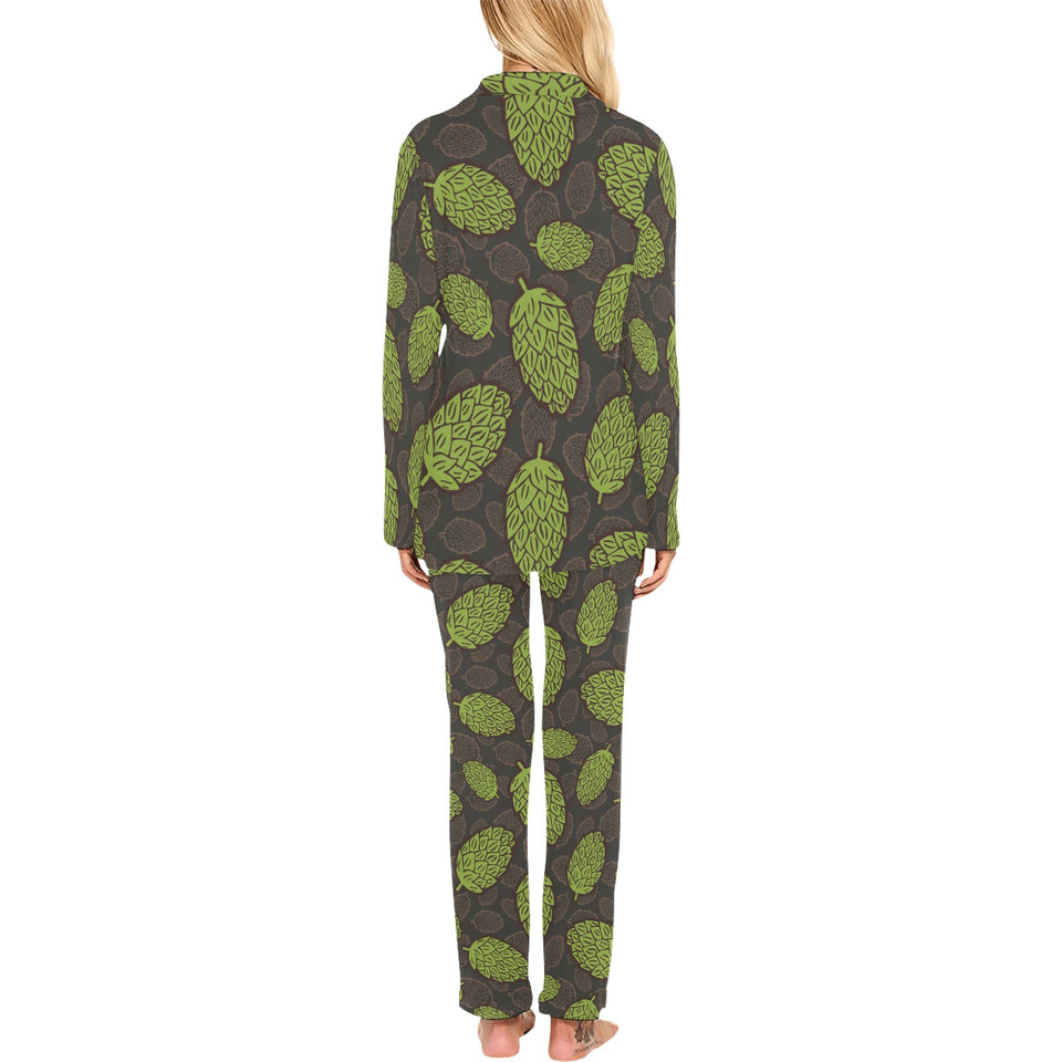Hop pattern black background Women's Long Pajama Set
