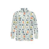 apples leaves pattern Men's Long Sleeve Polo Shirt