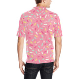 Pink donut glaze candy pattern Men's All Over Print Polo Shirt