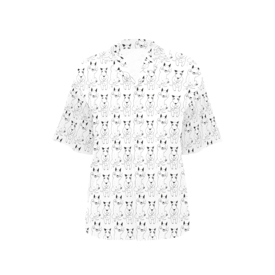 Bull Terrier Pattern Print Design 02 Women's All Over Print Hawaiian Shirt