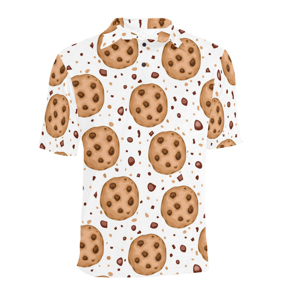 chocolate chip cookie pattern Men's All Over Print Polo Shirt