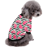 Watercolor paint textured watermelon pieces All Over Print Pet Dog Round Neck Fuzzy Shirt