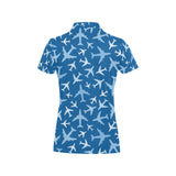 Airplane pattern in the sky Women's All Over Print Polo Shirt