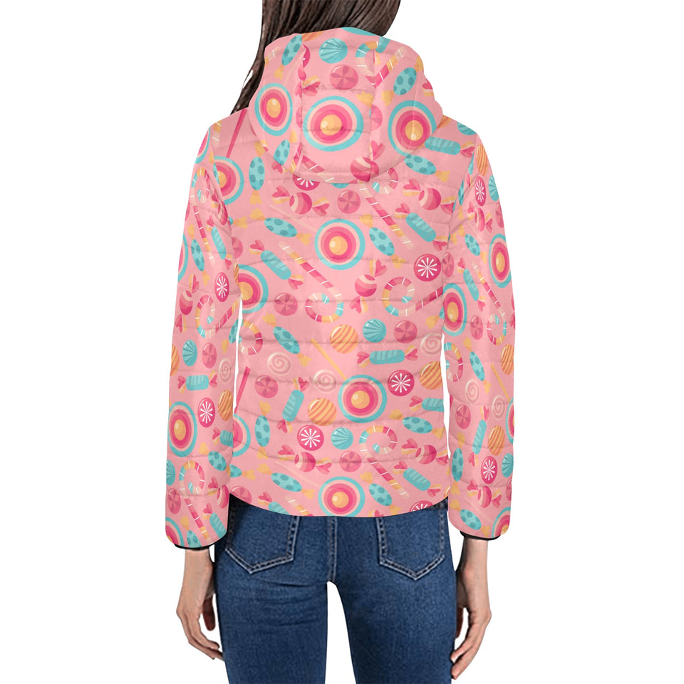 Colorful candy pattern Women's Padded Hooded Jacket