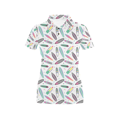 Surfboard Pattern Print Design 04 Women's All Over Print Polo Shirt