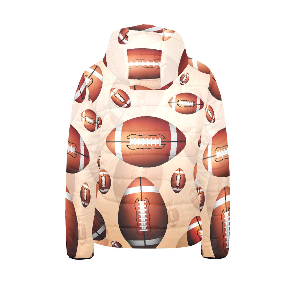 American football ball design pattern Kids' Boys' Girls' Padded Hooded Jacket