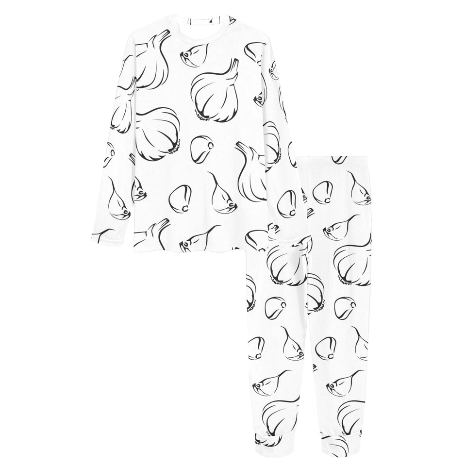 Garlic pattern black white Women's All Over Print Pajama Set