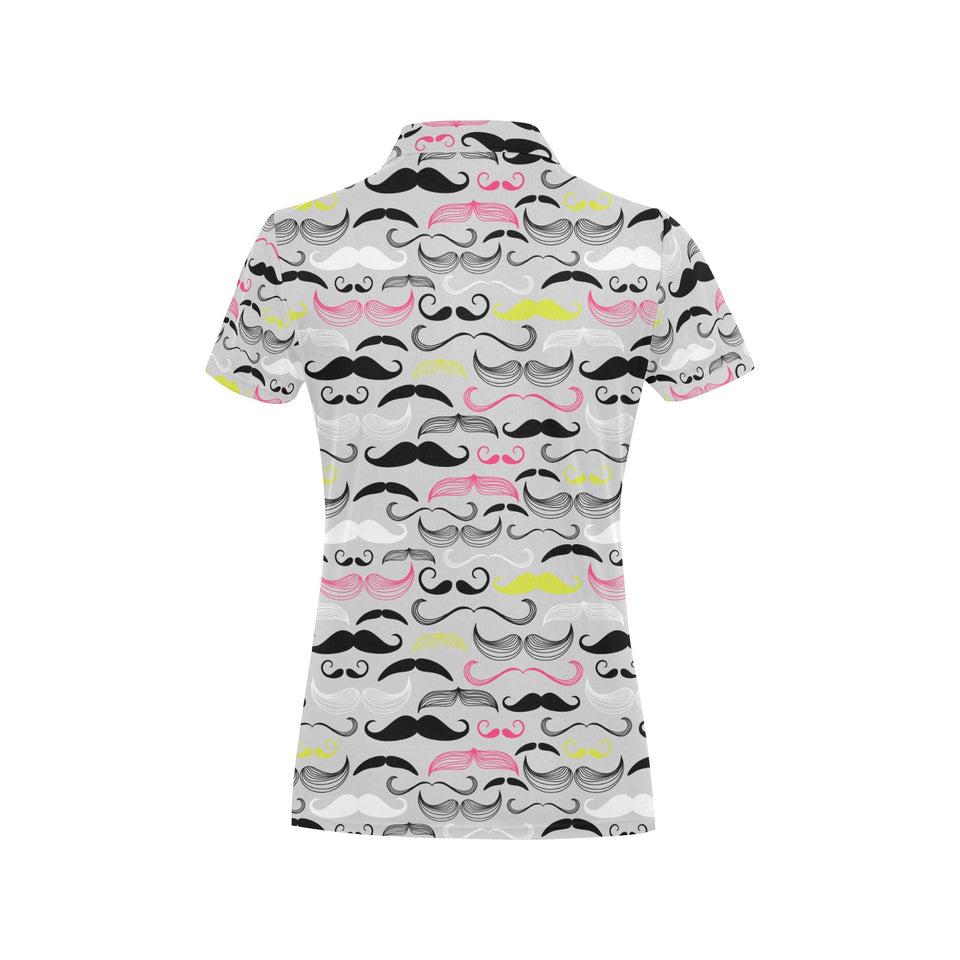 Mustache Beard Pattern Print Design 02 Women's All Over Print Polo Shirt
