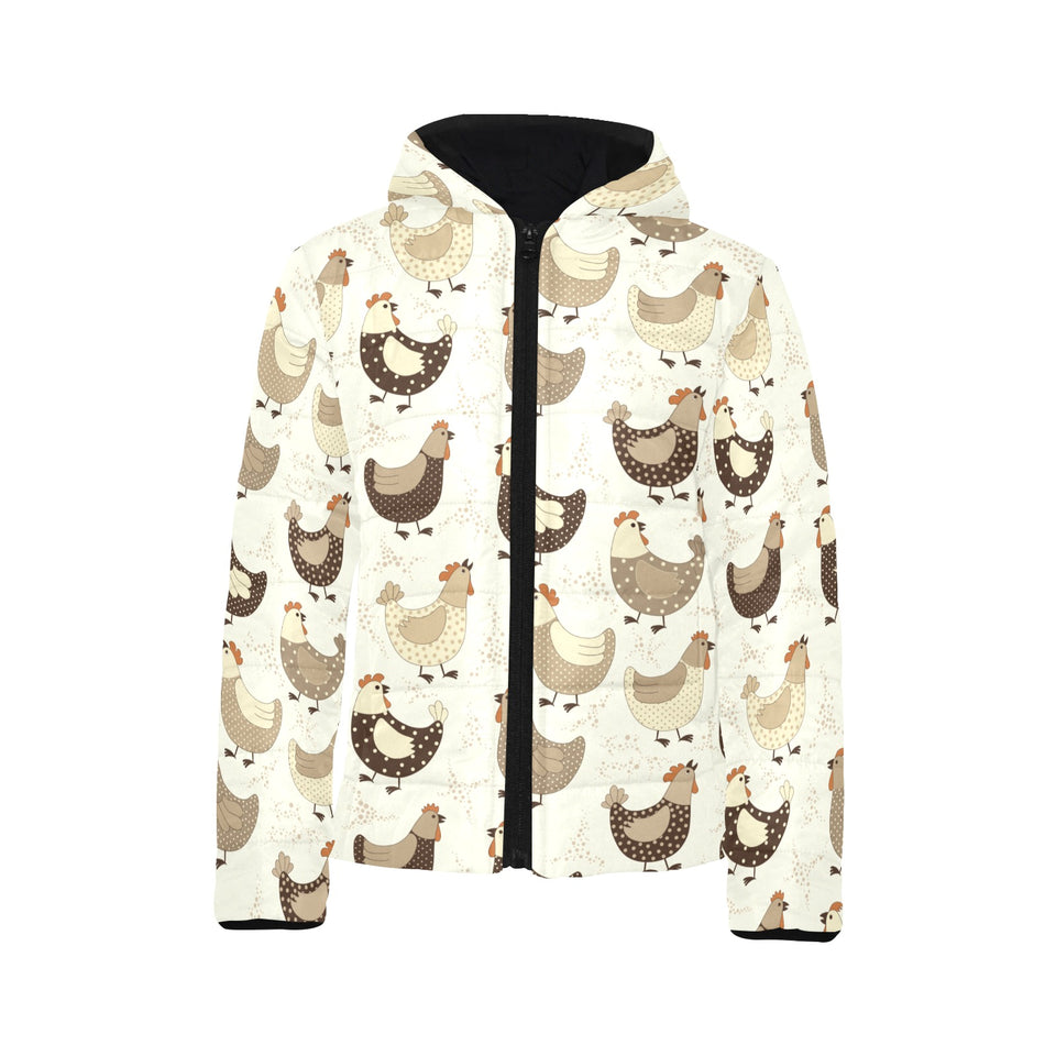 Cute rooster chicken cock Kids' Boys' Girls' Padded Hooded Jacket